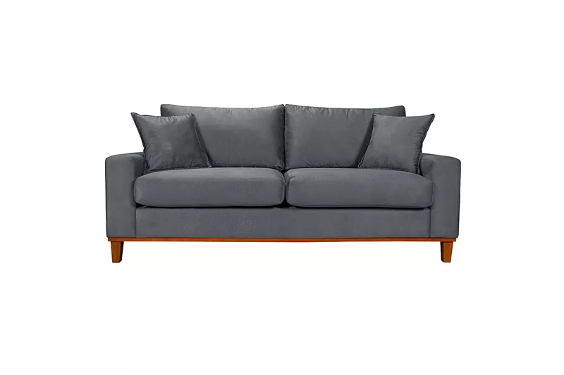 Living Sofá 3 Lugares Istambul em Suede Cinza - 3M... - Essencial Estofados - Loja da Fábrica Living Sofá 3 Lugares Istambul em Suede Cinza - 3M... - Essencial Estofados - Loja da Fábrica