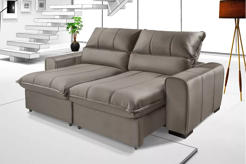 Sofá Retrátil Reclinável Dubai Luxo Com Molas Ensa... - Essencial Estofados - Loja da Fábrica Sofá Retrátil Reclinável Dubai Luxo Com Molas Ensa... - Essencial Estofados - Loja da Fábrica